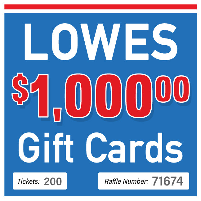$1000 Lowes Gift Card #71674