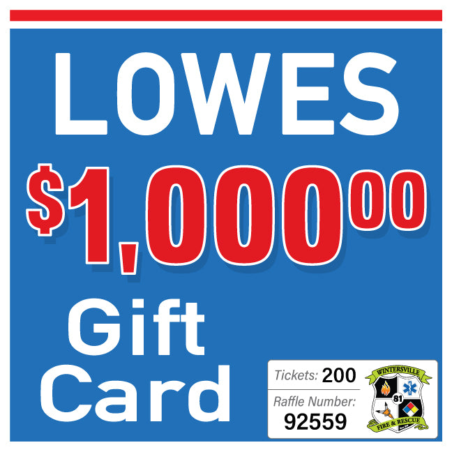 $1000 Lowes Gift Card #92559