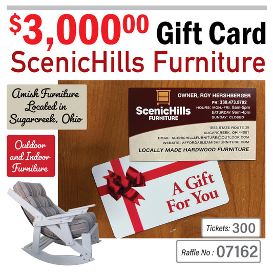 $3,000 Amish Furniture ScenicHills Gift Card - #07162