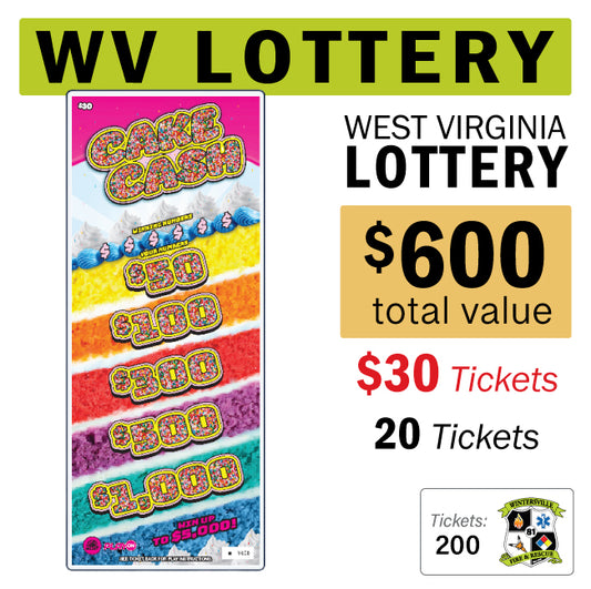 West Virginia Lottery $30 Game #96643