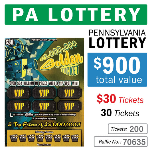 PA Lottery - You Could Win Millions $30 Game #70635