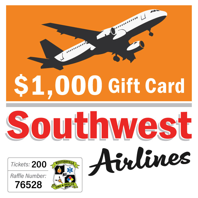 $1000 Southwest Airlines Gift Card #76528