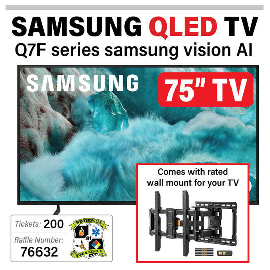 75" Samsung QLED TV w/ wall mount - #76632