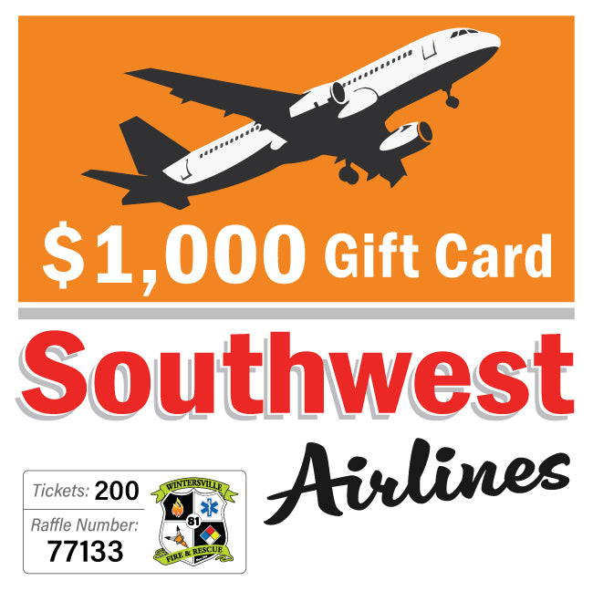 $1000 Southwest Airlines Gift Card #77133