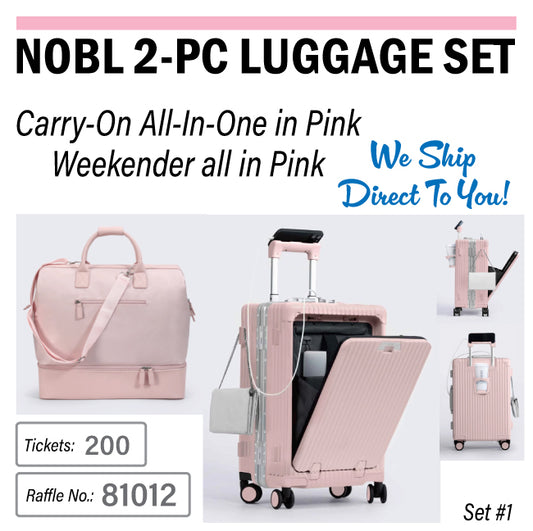 NOBL Carry-On & Weekender Bag Set in Pink - #81012