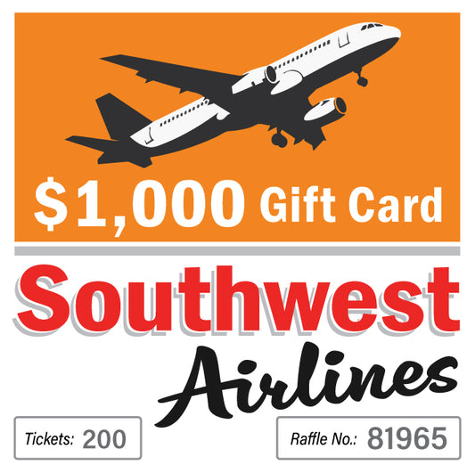 $1000 Southwest Airlines Gift Card #81965