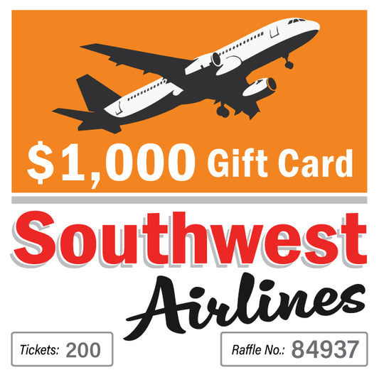 $1000 Southwest Airlines Gift Card #84937