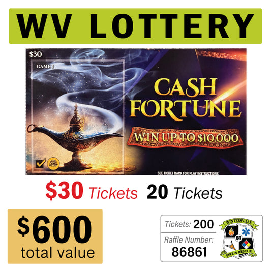West Virginia Lottery $30 Game #86861