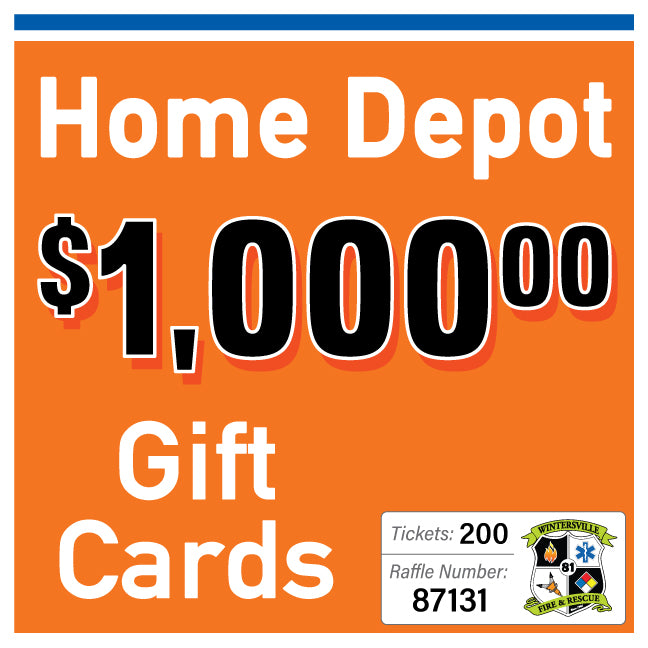 $1000 Home Depot Gift Card #87131
