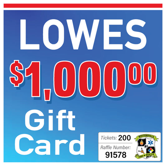 $1000 Lowes Gift Card #91578