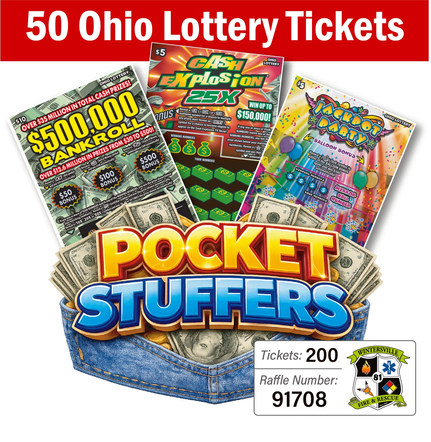 Ohio Lottery Pocket Stuffers 50 tickets - #91708