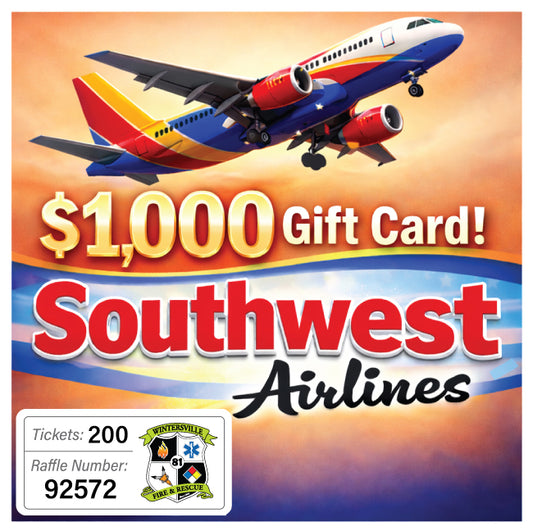 $1000 Southwest Airlines Gift Card #92572