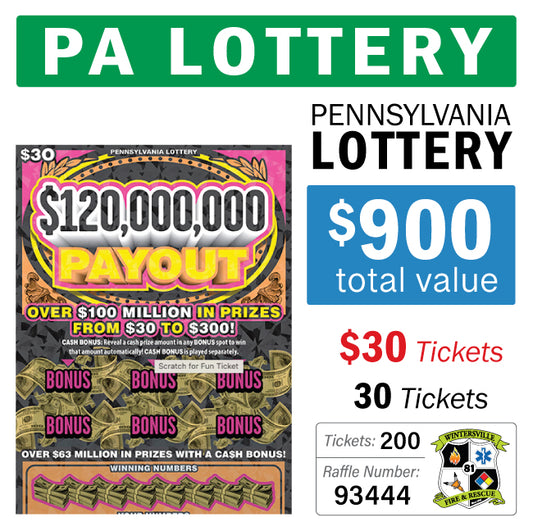 PA Lottery - $30 Game #93444