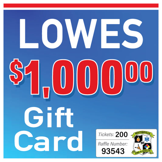 $1000 Lowes Gift Card #93543