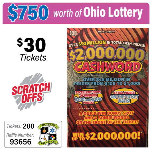 Ohio Lottery $30 Game #93656