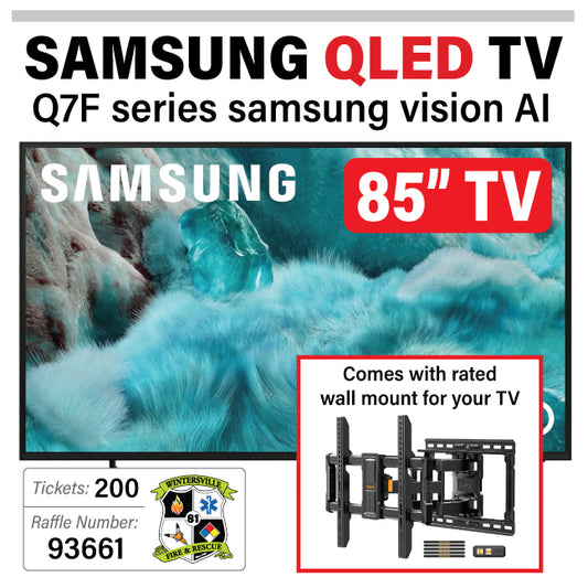 85" Samsung QLED TV w/ wall mount - #93661