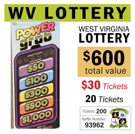 West Virginia Lottery $30 Game #93962