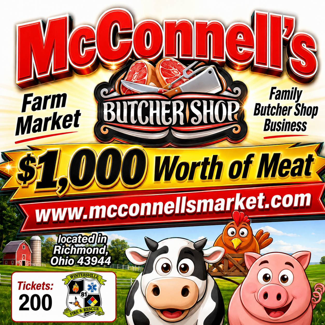 McConnell's Meat Market $1000 Gift Card #91513