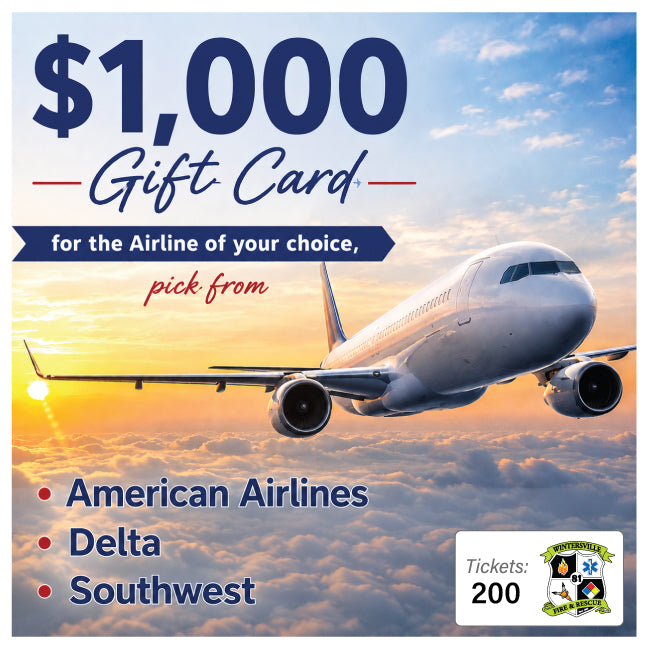 Airline of your Choice! $1000 Gift Card  #96740